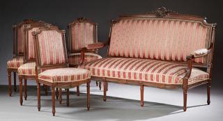 Appraisal: French Carved Mahogany Louis XVI Style Five Piece Parlor Suite