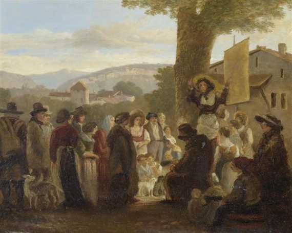 Appraisal: TOEPFFER WOLFGANG-ADAM Geneva The crier Oil on panel Verso inscribed