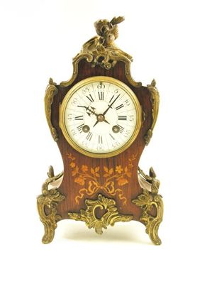 Appraisal: A French rosewood marquetry and gilt brass mounted mantel clock