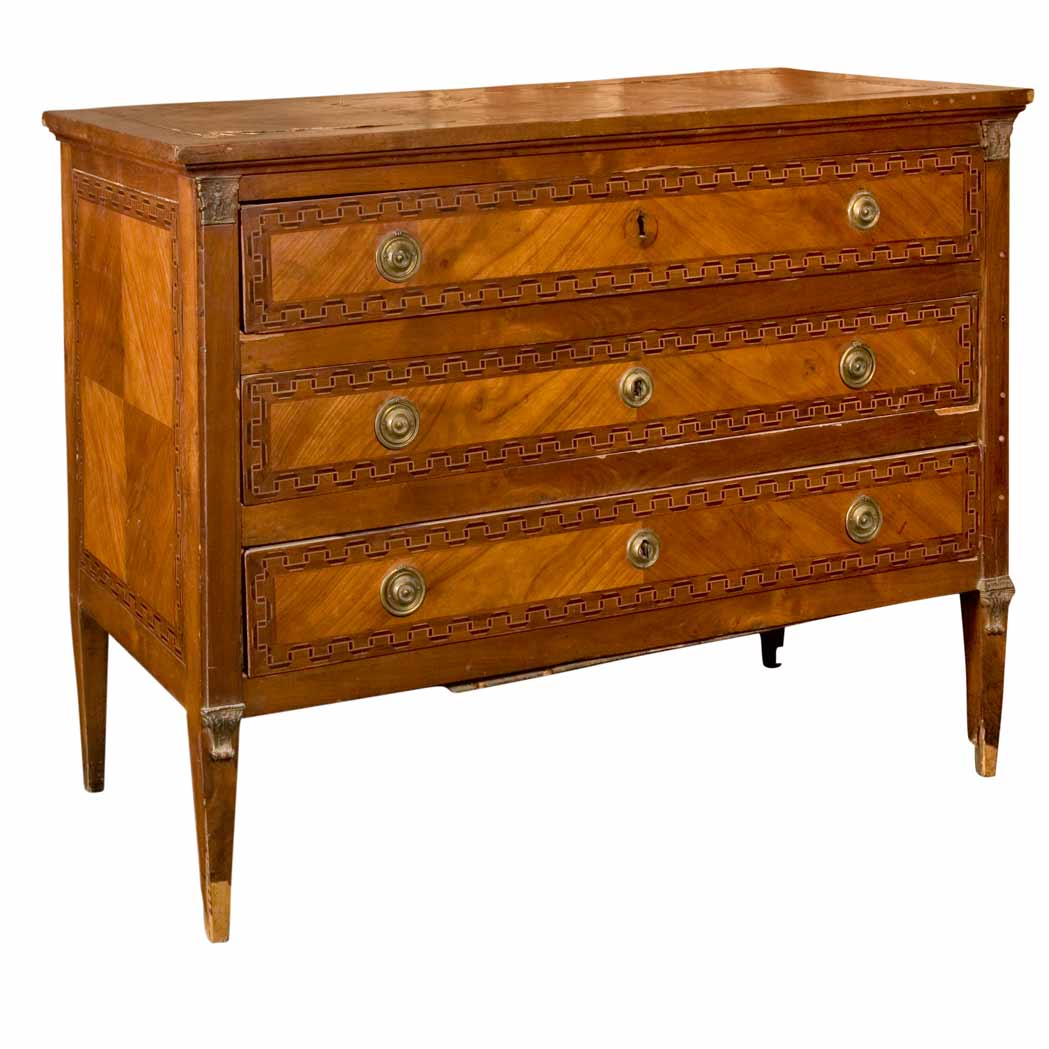 Appraisal: Italian Neoclassical Walnut Parquetry Commode th Century The rectangular top