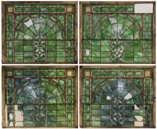 Appraisal: LARGE Arts Crafts Stained Glass Window Panels UNITED STATES TH