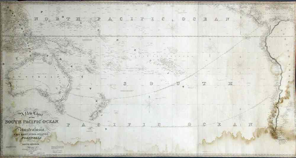 Appraisal: LARGE NAUTICAL MAP- CHART OF THE PACIFIC OCEAN- labeled 'A