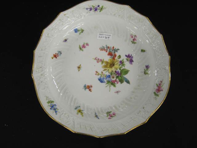 Appraisal: German Victorian Porcelain Bowl handpainted insect floral gold trim diameter