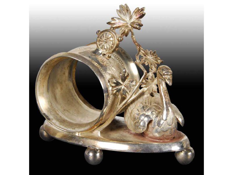 Appraisal: Swan On Oval Base Figural Napkin Ring Description Marked Meriden