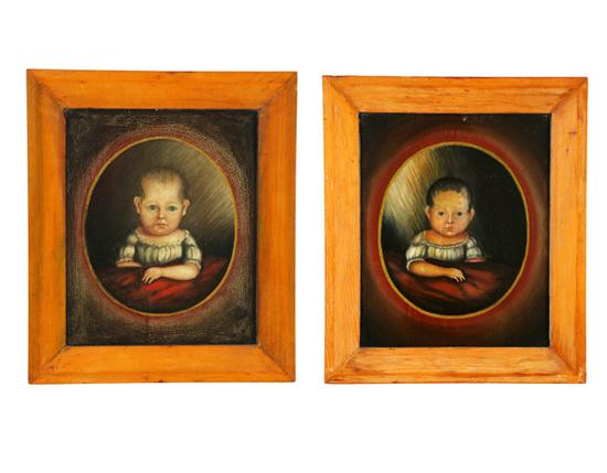 Appraisal: PAIR OF PORTRAITS OF YOUNG CHILDREN AMERICAN SCHOOL ND QUARTER-