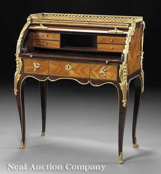 Appraisal: A Fine Louis XV XVI Bronze-Mounted Kingwood Purplewood and Parquetry