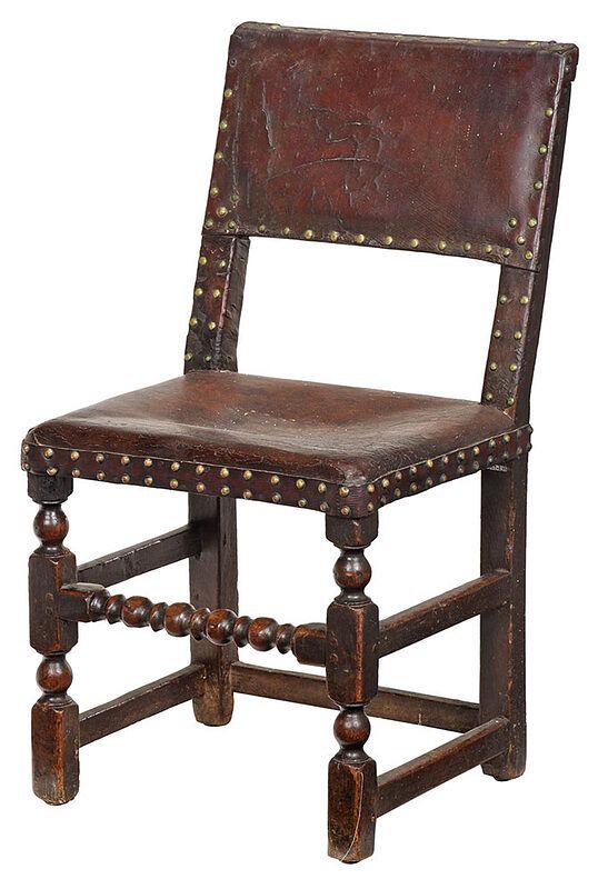 Appraisal: Cromwellian Leather Upholstered Side Chair probably British late th century