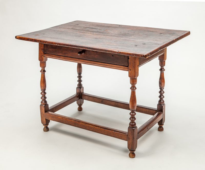 Appraisal: AMERICAN STAINED OAK SINGLE-DRAWER TAVERN TABLE x x in Collection