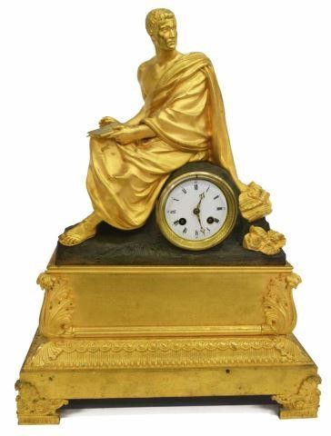 Appraisal: French Empire style mantel clock th c brightly gilt metal