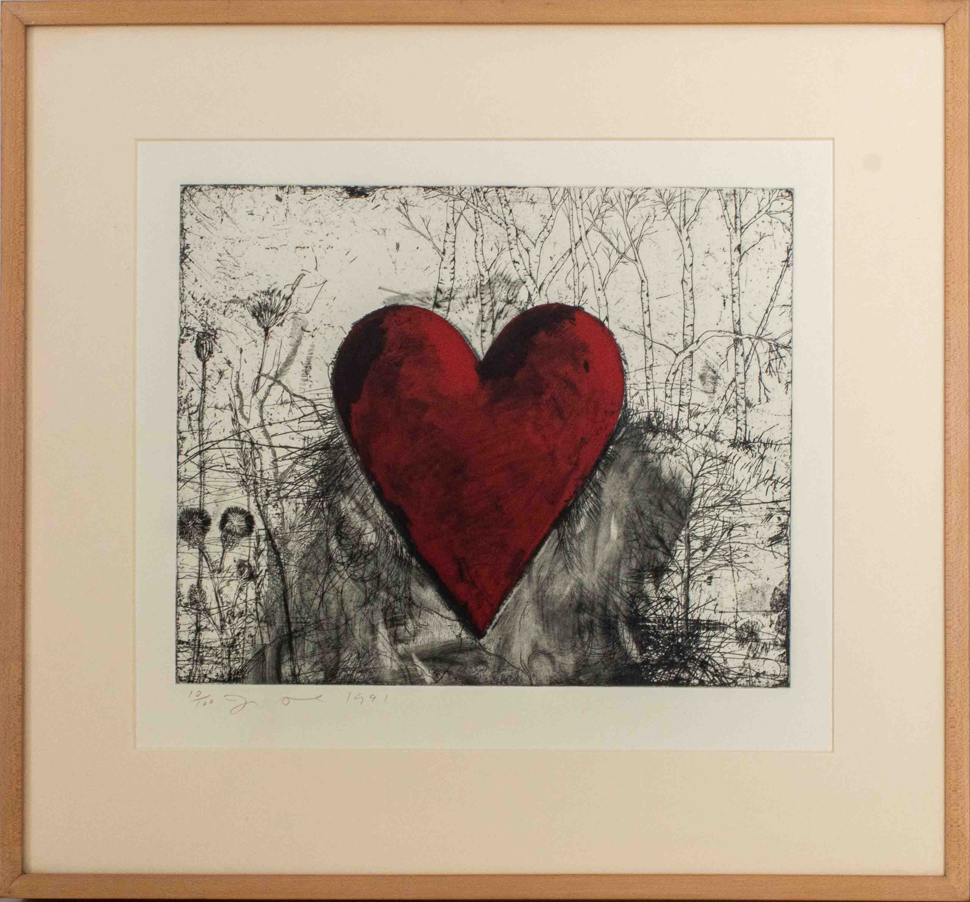 Appraisal: JIM DINE LITTLE HEART IN THE LANDSCAPE ETCHING Jim Dine