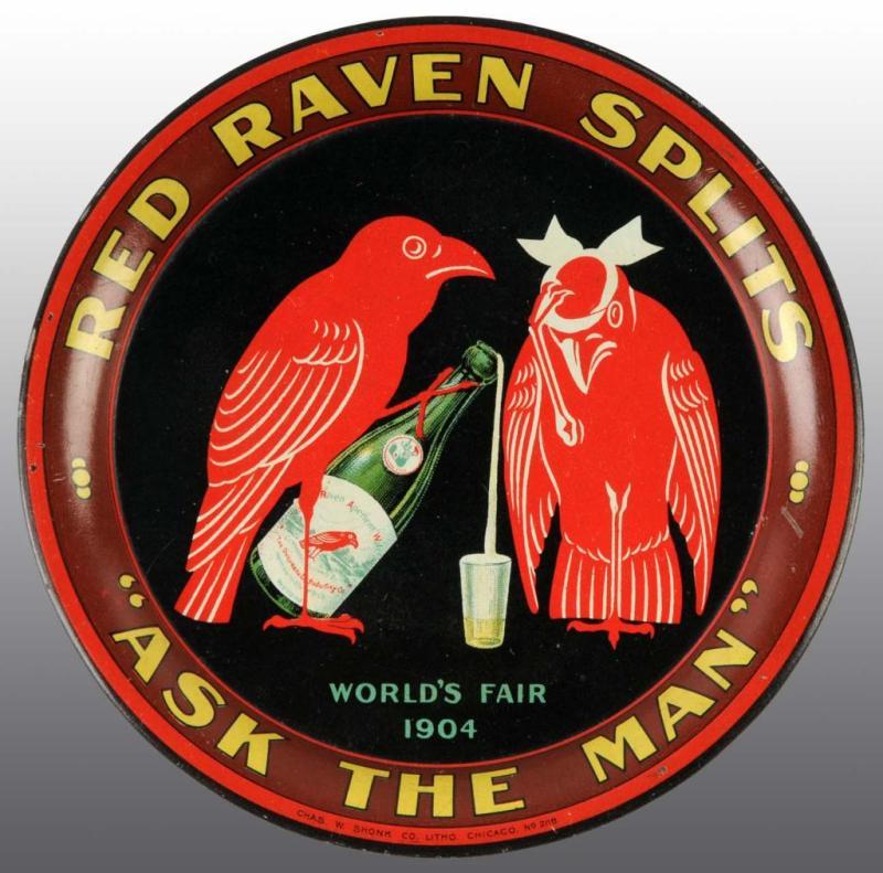 Appraisal: Red Raven Splits Tip Tray Description Manufactured by Chas W