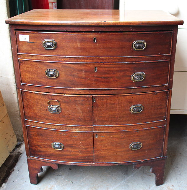 Appraisal: A GEORGIAN MAHOGANY BOW FRONTED COMMODE converted for use as