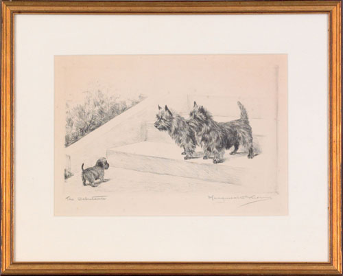 Appraisal: Marguerite Kirmse American - engraving of two scottie dogs and