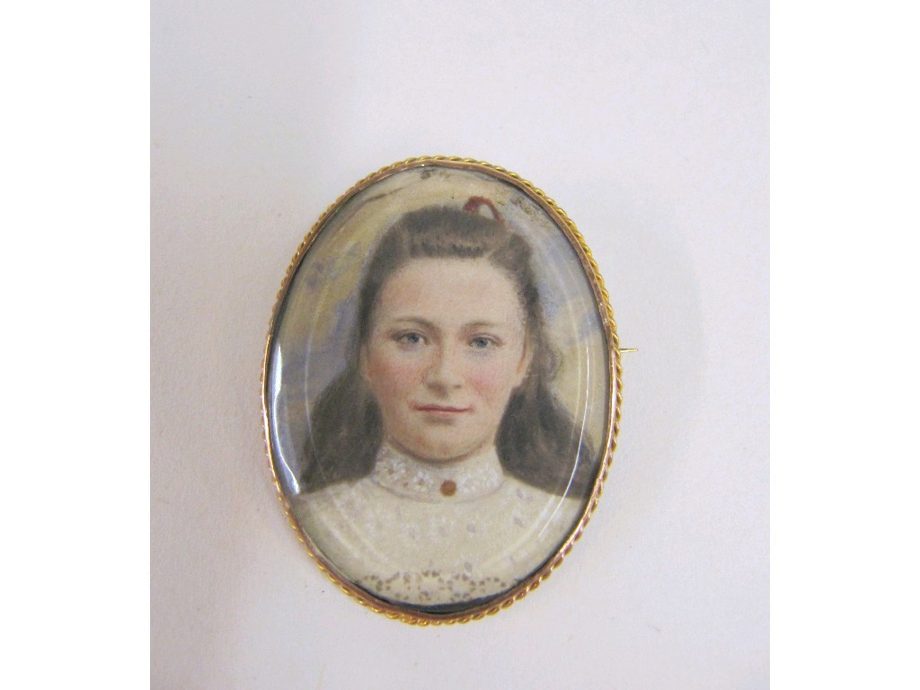 Appraisal: Portrait miniature brooch in yellow metal mount