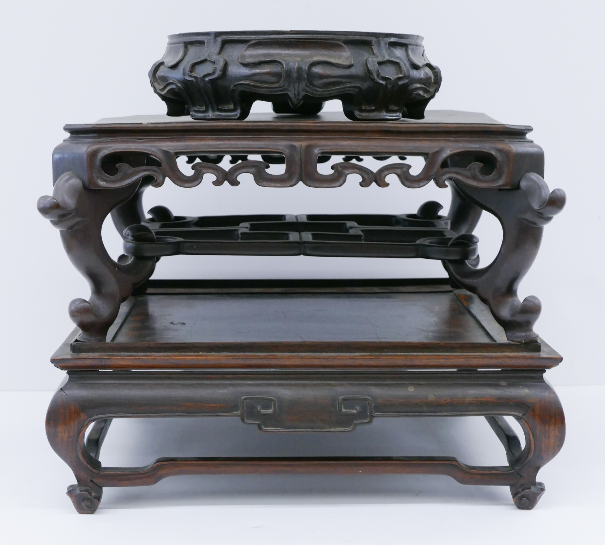 Appraisal: pc Chinese Qing Rosewood Display Stands '' to '' Diameter