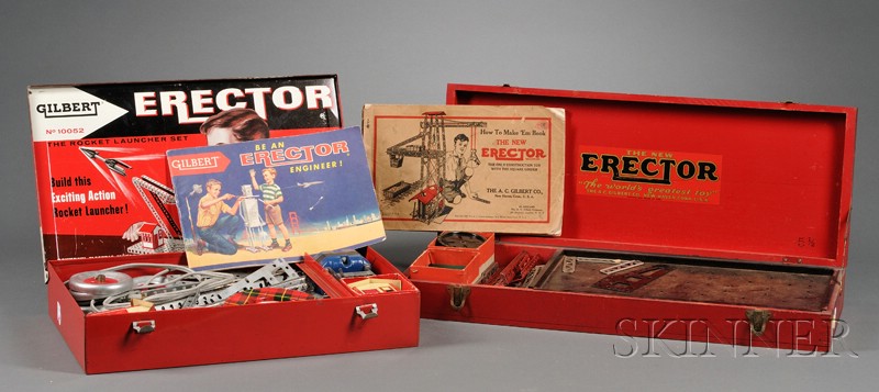 Appraisal: Two Gilbert Erector Sets c wooden boxed The New Erector