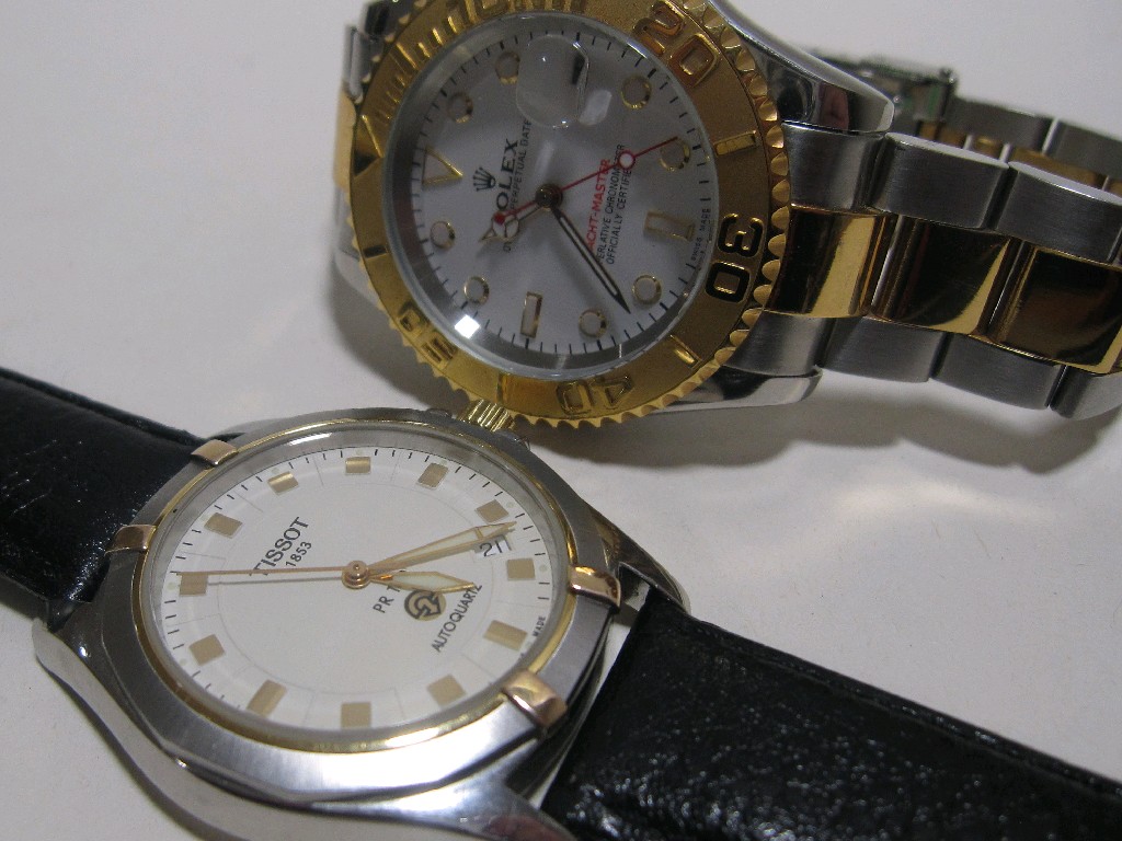 Appraisal: Lot comprising gents Rolex copy and gents Tissot wrist watch