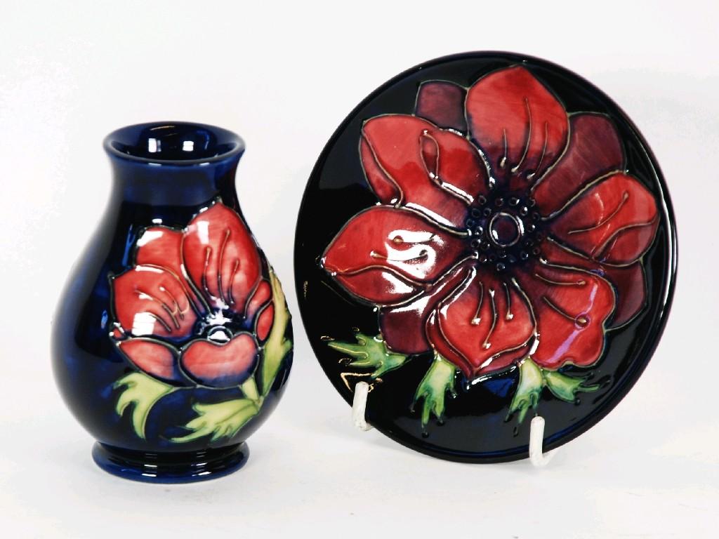 Appraisal: A WALTER MOORCROFT POTTERY SMALL PEAR SHAPE VASE together with