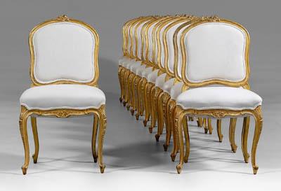 Appraisal: Set Louis XV style dining chairs each with carved and