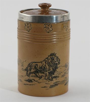 Appraisal: A Doulton Lambeth stoneware tobacco jar and a cover by