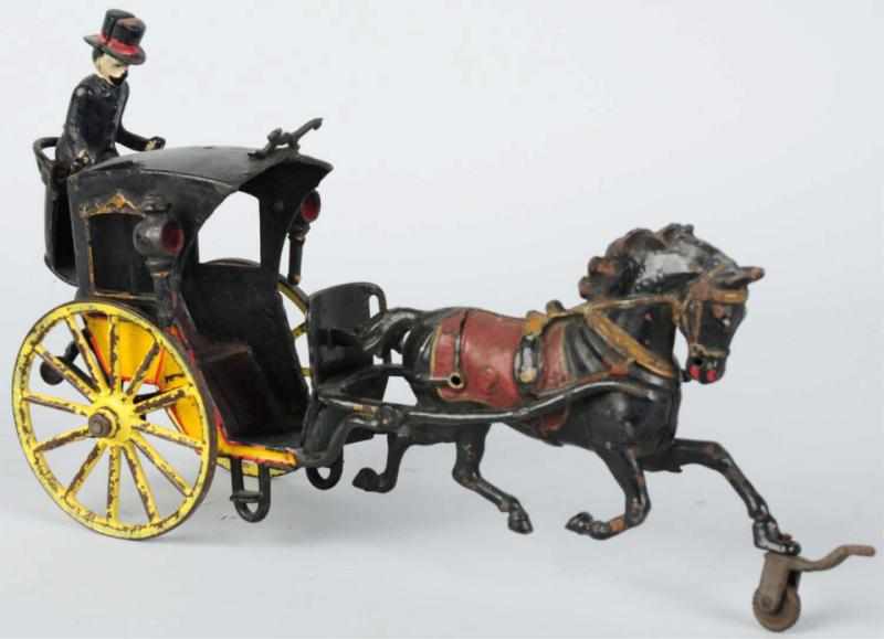 Appraisal: Cast Iron Hansom Cab Toy American Pulled by one horse