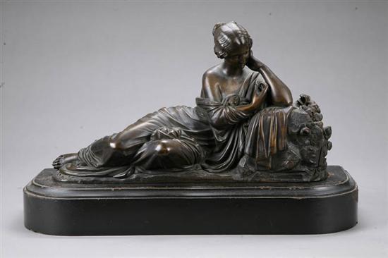 Appraisal: STATUE Figure of a goddess reclining on a black painted