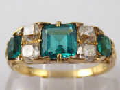 Appraisal: An antique carat gold emerald and diamond ring the stones