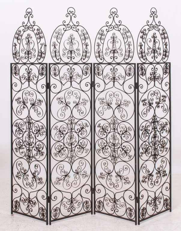 Appraisal: WROUGHT IRON DECORATIVE INDOOR OUTDOOR SCREEN Wrought iron decorative indoor