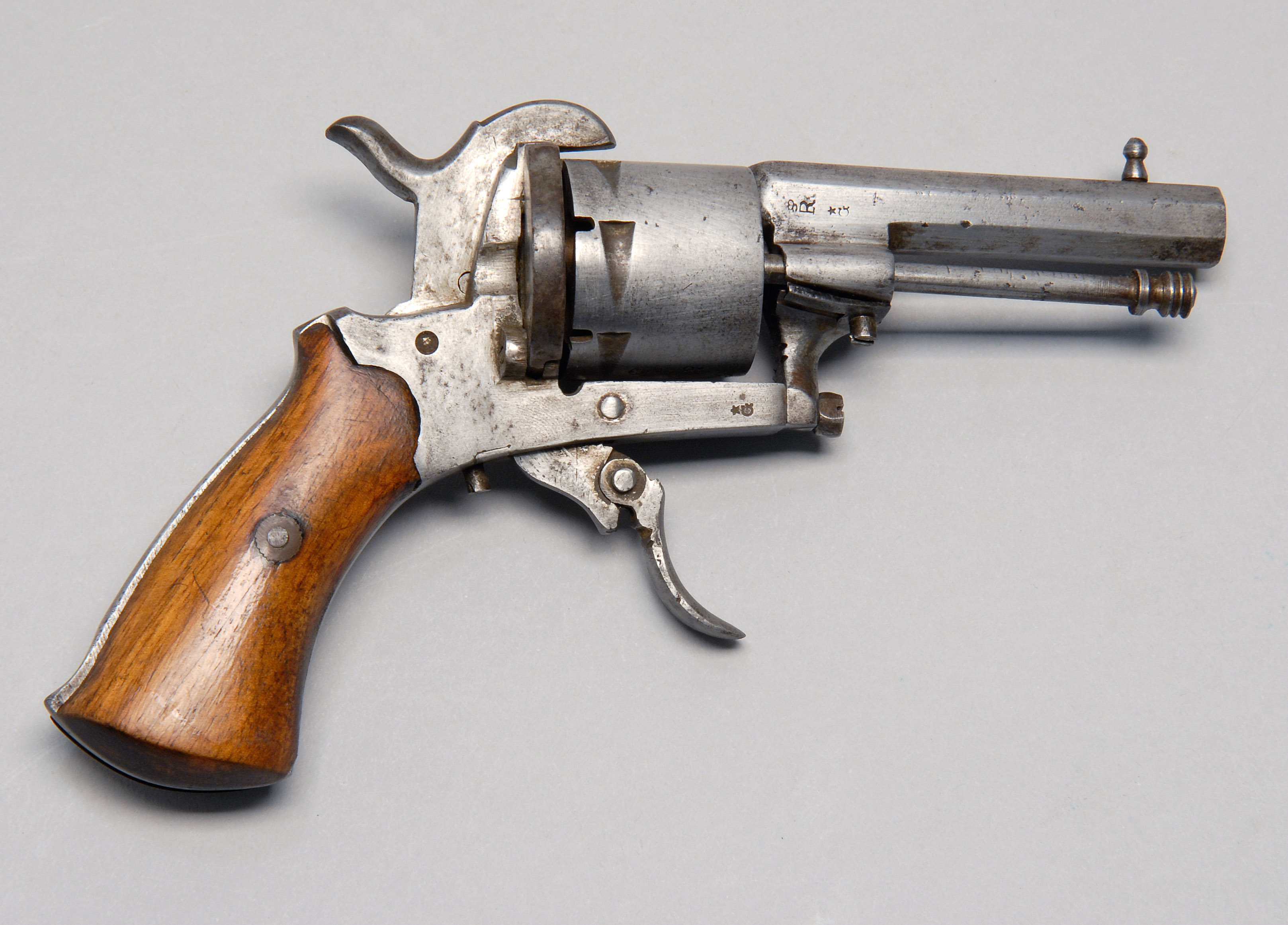 Appraisal: BELGIAN PINFIRE REVOLVER mm Finish worn to dull silver Length