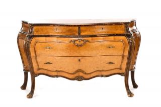 Appraisal: Louis XV Style Burl Wood Bombe Commode French early th