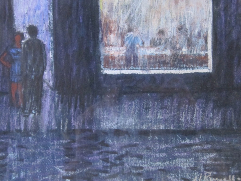 Appraisal: WILLIAM RUSSELL Pastel 'Chip Shop Glasgow with Couple' signed recto