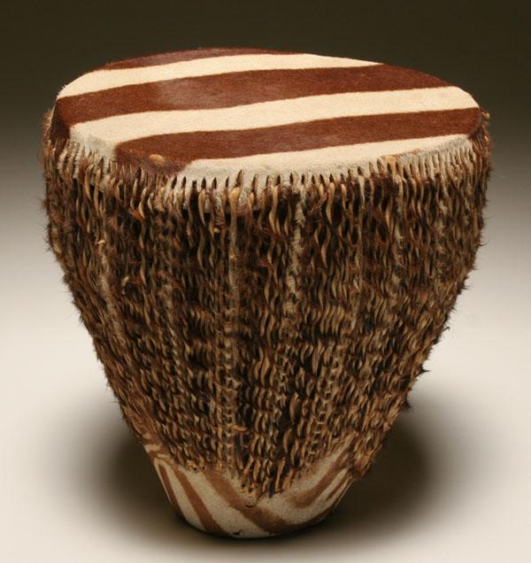 Appraisal: Braided zebra skin ceremonial drum H x dia