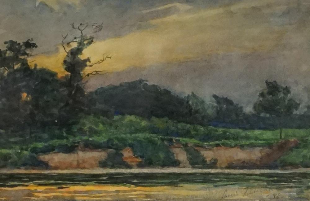 Appraisal: LOUIS J FEUCHTER AMERICAN - SUNSET ON THE WATER WATERCOLOR