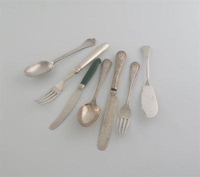 Appraisal: Mixed flatware a pair of salad servers a Victorian three-piece