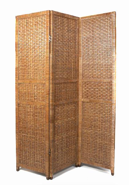 Appraisal: A woven three panel screen height ft in width ft