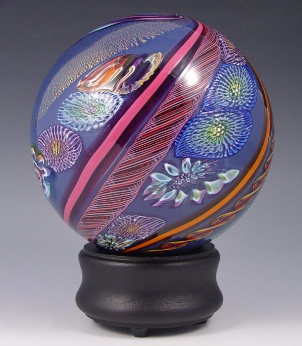 Appraisal: JAMES NOWAK HAND BLOWN ART GLASS FLOAT Approx ''diam signed