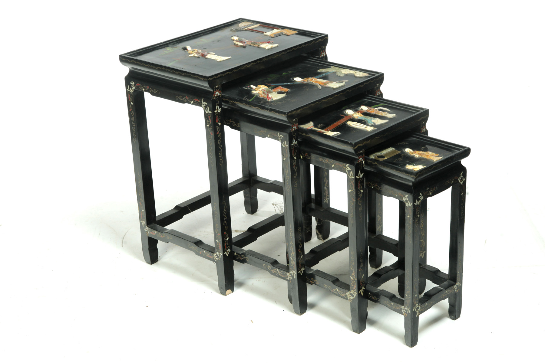 Appraisal: SET OF CHINESE NESTING TABLES Second half- th century Black