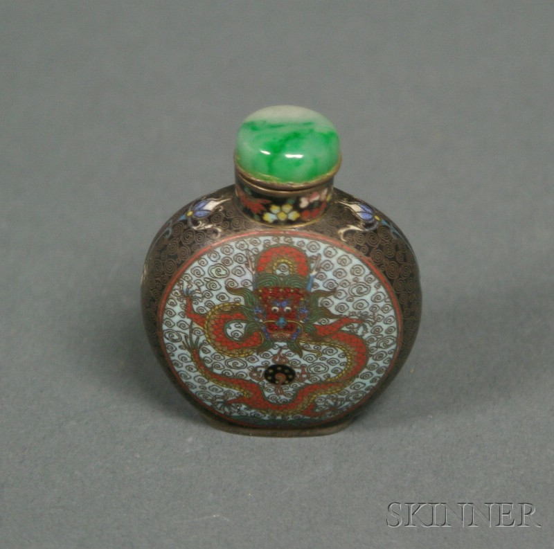 Appraisal: Cloisonne Snuff Bottle th century surface decorated with dragon roundels