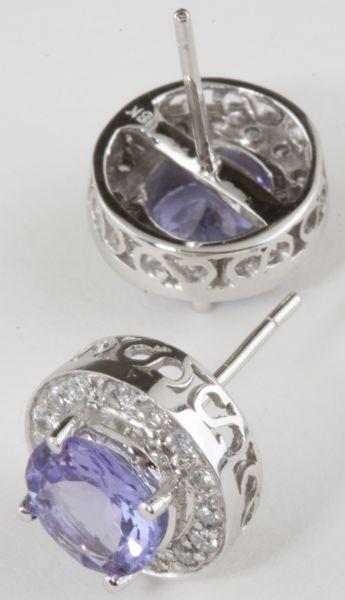 Appraisal: Diamond and Tanzanite Earrings consisting of round tanzanite gemstones set