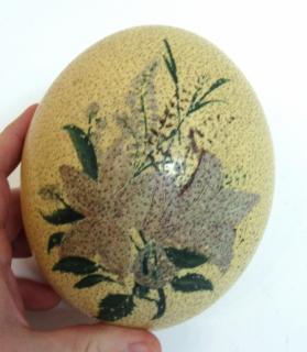 Appraisal: Hand Decorated Ostrich Egg Hand Decorated Ostrich Egg A popular