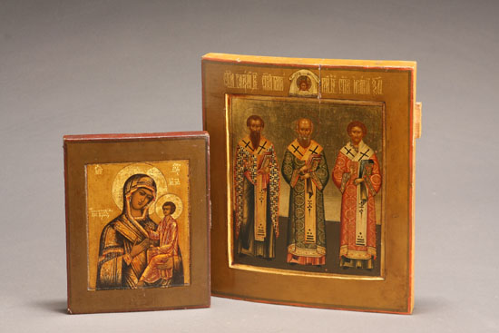 Appraisal: Lot Property of Various Owners Two Russian Icons of Three