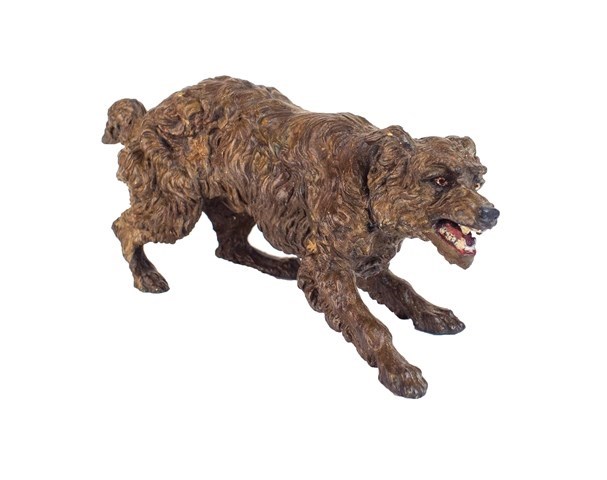 Appraisal: An Austrian cold painted bronze dog early th century in