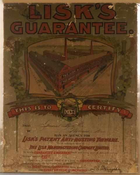 Appraisal: Heavy Cardboard Lisk's Tin Manufacturers Sign Description Early turn-of-the-century sign