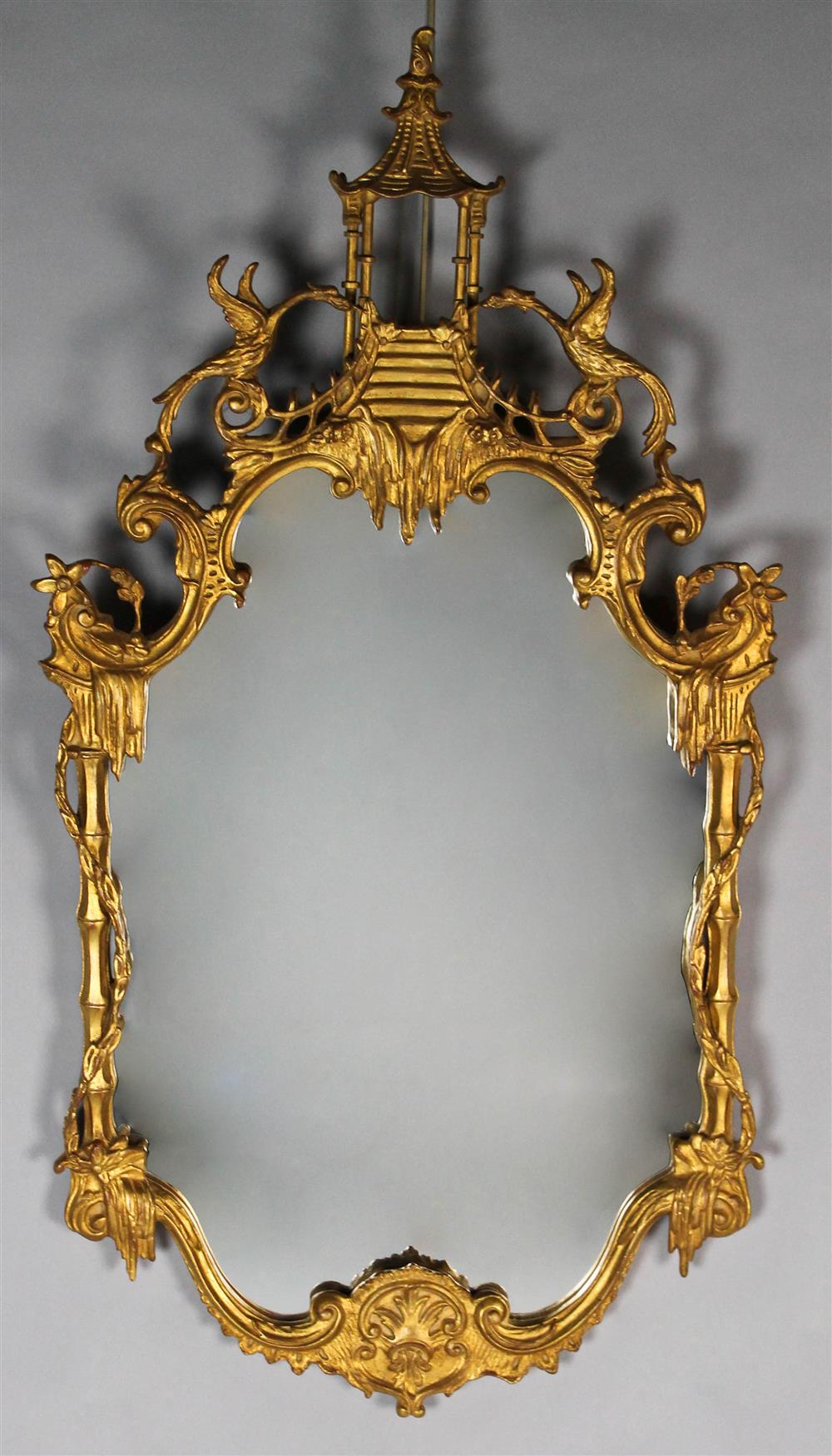 Appraisal: CARVER'S GUILD ROCOCO CHINOISERIE STYLE MIRROR label on back pierced