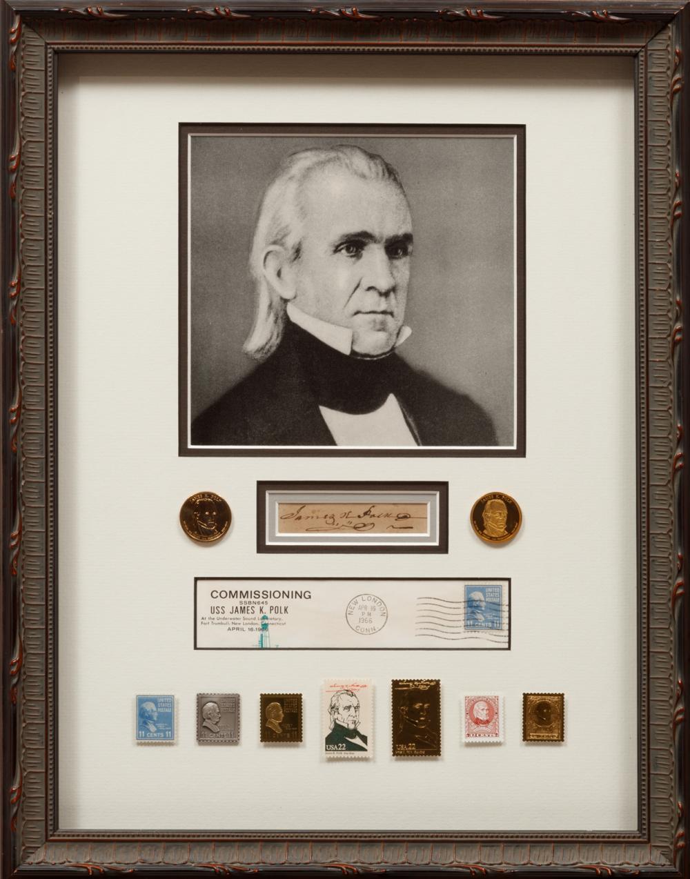 Appraisal: James Polk th US President - shadowbox presentation incl clipped