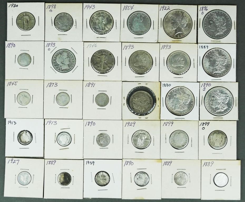 Appraisal: Lot of US Silver coins from to Lot includes Morgan