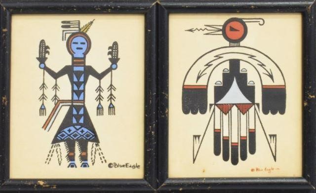 Appraisal: lot of Framed Native American serigraph silkscreen on paper Blue