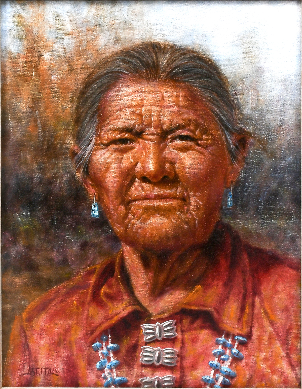 Appraisal: ABEITA Jim American b Native American Female Elder Portrait Oil