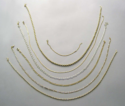 Appraisal: Seven K gold necklaces and bracelets dwt