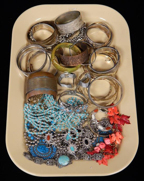 Appraisal: COSTUME JEWELRY including pieces by Monet and Caro including bangles